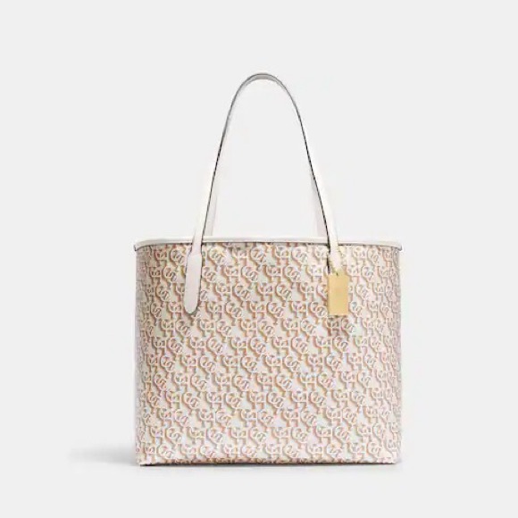Coach White and Gold Structured Tote Bag - Picture 1 of 10